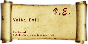 Velki Emil névjegykártya